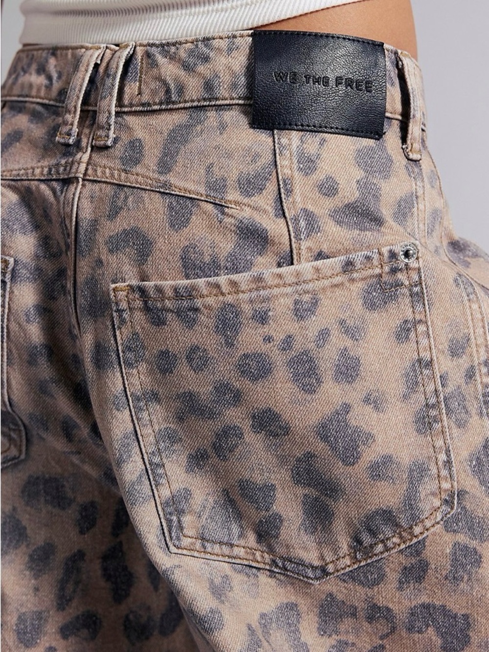 Free People We The Free Good Luck AnimalPrinted Barrel Jeans - Picture 3 of 11